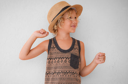 brown gray patterned tank top for children