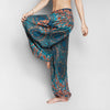 gemusterte Pluderhose mit Taschen in türkis orange