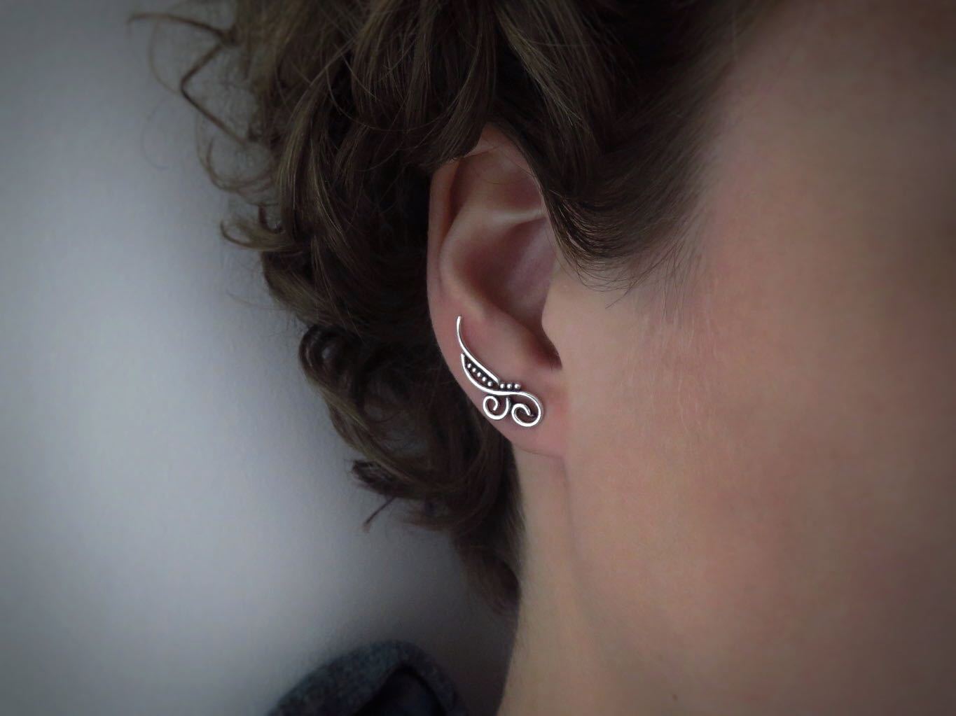 Earclimber Ohrringe zwei Spiralen aus Silber