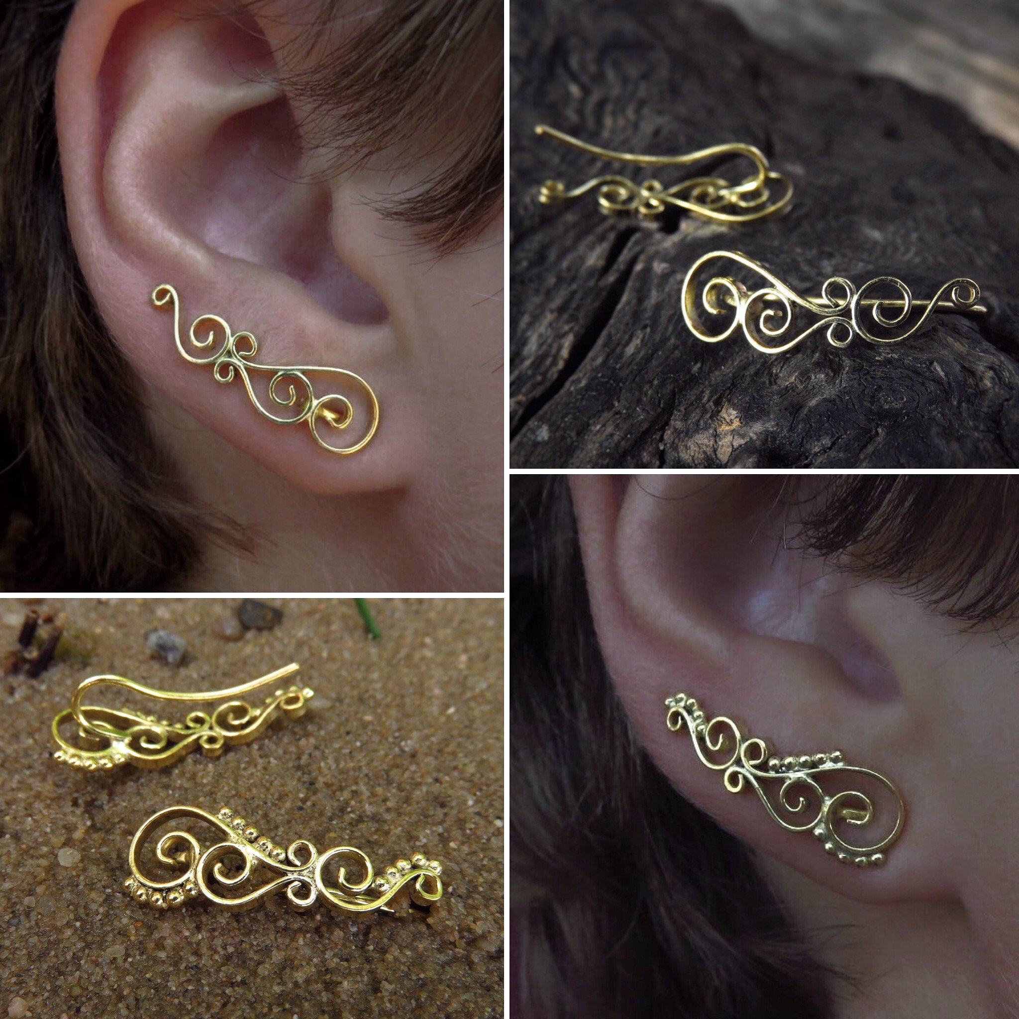 Earclimber Ohrringe mit Spiralen Gold plattiert
