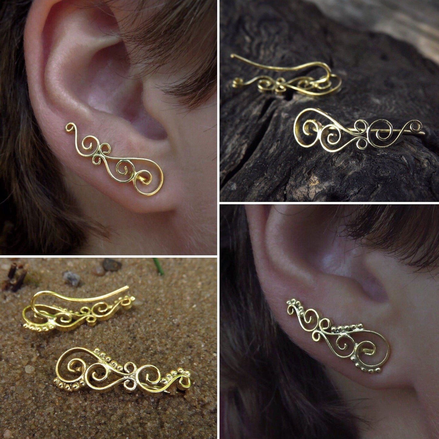 Earclimber Ohrringe mit Spiralen Gold plattiert