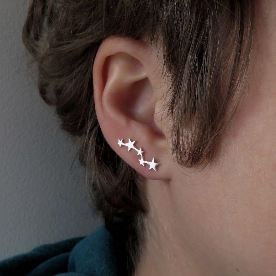 Earclimber Ohrringe mit Sternchen aus Silber