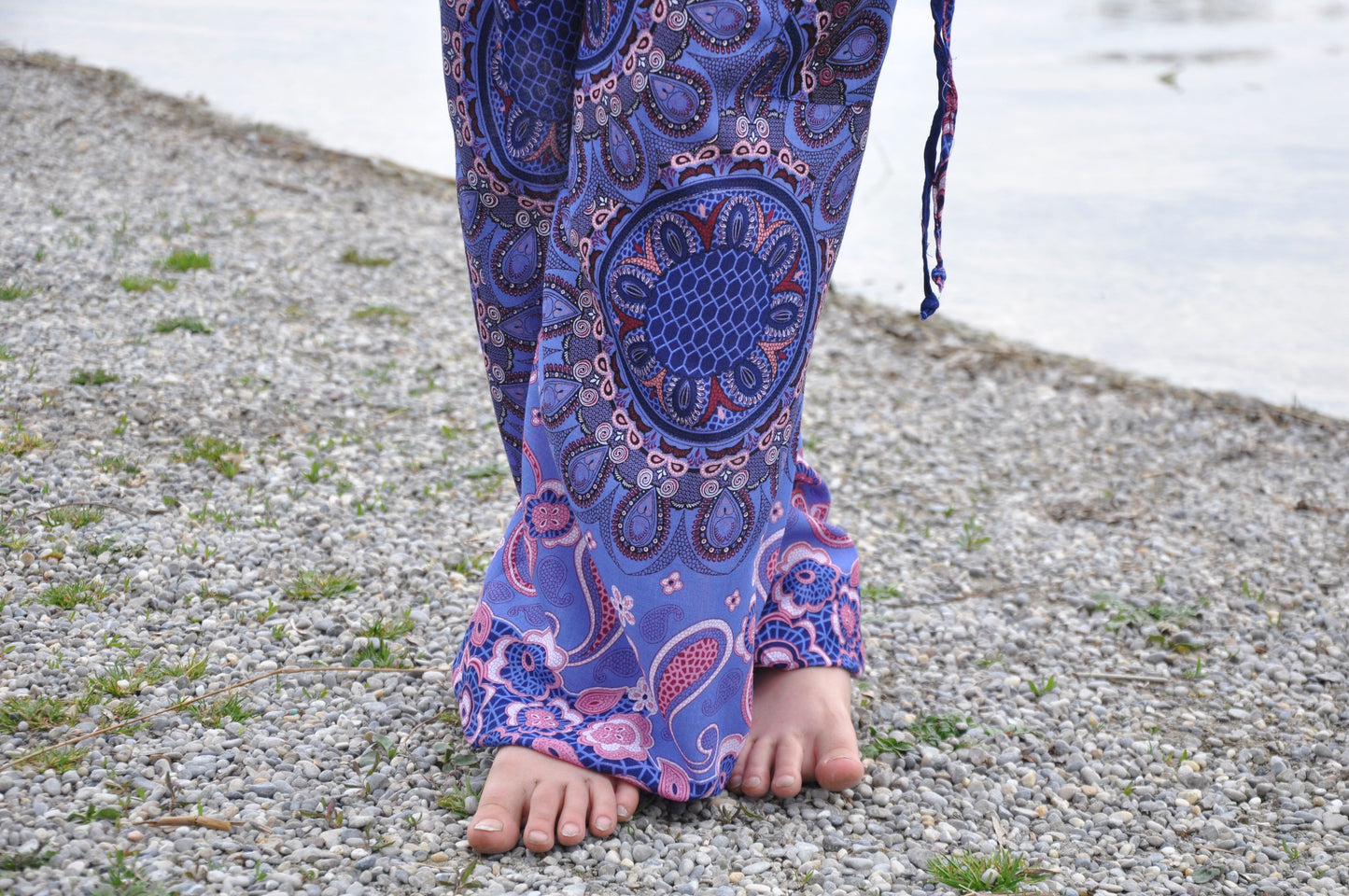 blue pink patterned harem pants for children 