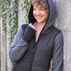 Patchwork Kapuzenpulli mit Blumenmuster schwarz/grau