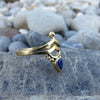 Messingring mit tropfenförmigen Lapis Lazuli Stein
