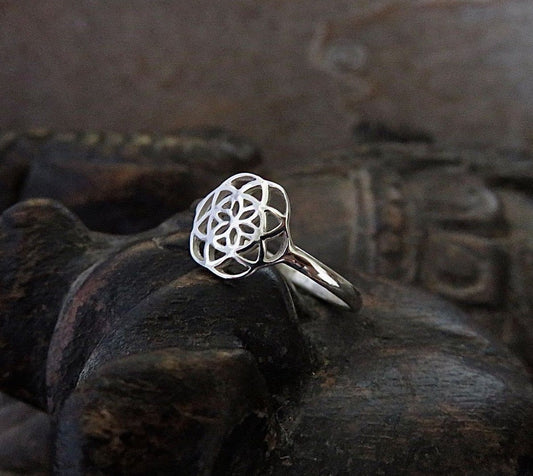 Ring with the Seed of Life motif made of silver 