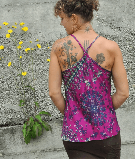 lockeres Sommer Top mit floralem Muster in violett