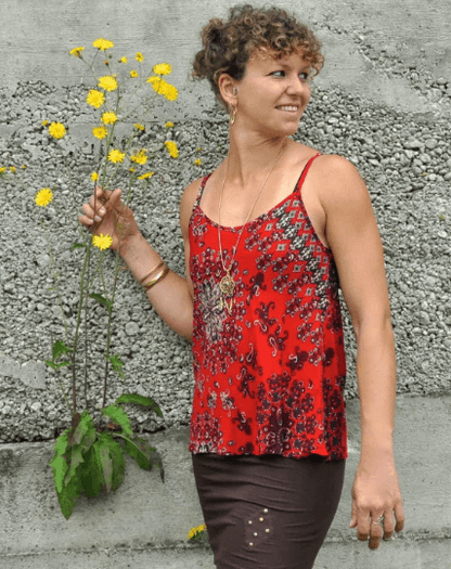 lockeres Sommer Top mit floralem Muster in rot