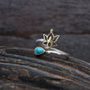 Zehenring mit Blume und Stein aus Silber und Messing